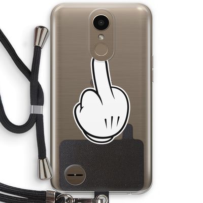 Middle finger white: LG K10 (2017) Transparant Hoesje met koord