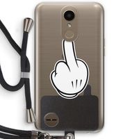 Middle finger white: LG K10 (2017) Transparant Hoesje met koord