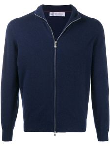 Brunello Cucinelli cardigan zippé en maille fine - Bleu