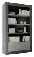 Boekenkast Urbino 190 cm hoog in oxid met grijs beton - thumbnail