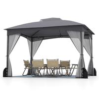 Paviljoen 3 x 3,6 m Vouwpaviljoen met 4 Zandzakken & 4 Muskietennetten & Dubbel Dak Waterdicht & Stabiel & Winterbestendig Grijs