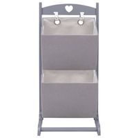 The Living Store Mandenrek 2-laags - 35x35x72 cm - donkergrijs/wit - MDF/paulowniahout - inklapbaar mandenrek - The