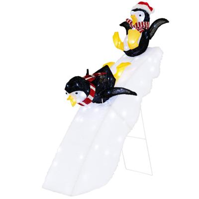 Pinguïndecoratie bij het Schaatsen Verlichte Kerstdecoratie 120 cm