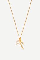 Wouters & Hendrix ketting Necklace with Leaves and Pearl NSC021 gold-plated silver