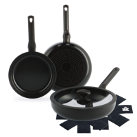 Enjoy 3-delig pannenset Black met hapjespan + Panbeschermers