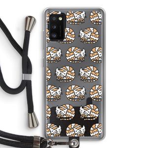 Slapende poes: Samsung Galaxy A41 Transparant Hoesje met koord
