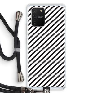 Strepen zwart-wit: Samsung Galaxy S10 Lite Transparant Hoesje met koord
