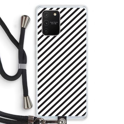 Strepen zwart-wit: Samsung Galaxy S10 Lite Transparant Hoesje met koord