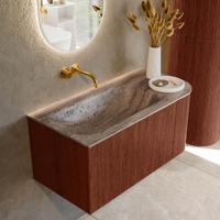 Badmeubel Mondiaz Kurve-Dlux | 95 cm | Meubelkleur Ruby | Wastafelkleur Oza | Solid surface | Wasbak linker zijde spoelbak | Zonder kraangat(en) Badmeubel Mondiaz Kurve-Dlux | 95 cm | Meubelkleur Ruby | Wastafelkleur Oza | Solid surface | Wasbak linker zijde spoelbak | Zonder kraangat(en)