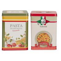 Pasta / spaghetti bewaarblik Nostagia set - rood - metaal - Italiaans - 13 x 9 x 18 cm