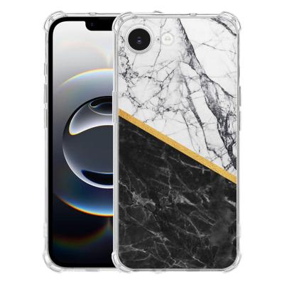 Apple iPhone 16e Hoesje - Marble White Black TPU Antishock