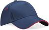 Beechfield CB15C Ultimate 5 Panel Cap - Sandwich Peak - French Navy/Classic Red - One Size