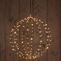 Verlichte kerstbal hangdecoratie - D40 cm - 129 led - 24 flash lampjes - warm wit -?metaal