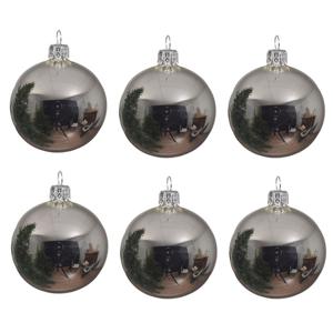 Kerstballen set - 12x stuks - zilver - glas - 6 cm - glans - kerstversiering - zilveren ophanglintje