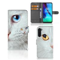 Motorola Moto G Pro | Telefoonhoesje | Met pasjeshouder | Witte Kat