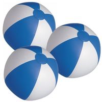 10x stuks opblaasbare zwembad strandballen plastic blauw/wit 28 cm - thumbnail