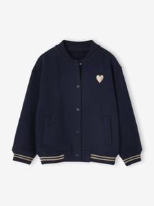 Sweater in bomberlook voor meisjes van fleece marineblauw