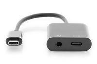 Digitus Audio Adapterkabel [1x USB-C stekker - 2x USB-C bus, Jackplug female 3,5 mm] AK-300400-002-S 20.00 cm Afgeschermd, Afgeschermd (dubbel) - thumbnail