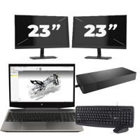 HP ZBook 15v G5 - Intel Core i7-9e Generatie - 15 inch - 16GB RAM - 256GB SSD - Windows 11 Home + 2x 23 inch Monitor