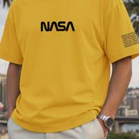 Bon&Bon Homme Men's Plus Size Navy Blue Slogan Print Casual T-Shirt Yellow / 2XL