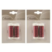 Binddraad/wikkeldraad - 2x rolletjes - rood - 30 m x 0,3 mm - hobbydraad/bloemendraad Binddraad/wikkeldraad - 2x rolletjes - rood - 30 m x 0,3 mm - hobbydraad/bloemendraad