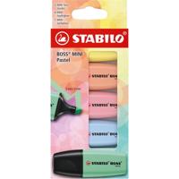 STABILO BOSS MINI pastel markeerstift, geassorteerde kleuren, blister van 5 stuks