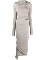 ANDREĀDAMO asymmetric draped midi dress - Gris - thumbnail