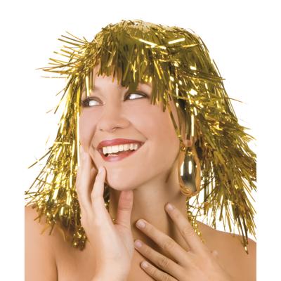 Pruik - goud - folie - seventies - disco - verkleden - carnaval