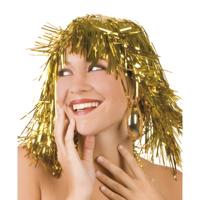 Pruik - goud - folie - seventies - disco - verkleden - carnaval