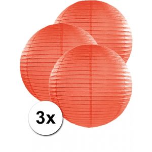 Oranje lampionnen 50 cm 3 stuks   -