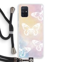 White butterfly: Samsung Galaxy A71 Transparant Hoesje met koord