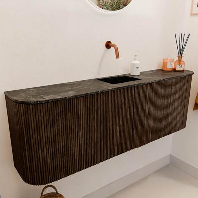 Toiletmeubel Mondiaz Joya Dlux | 123.2 cm | Meubelkleur Walnut | Faye wastafel Lava Wasbak Midden | Zonder kraangat(en)