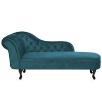 Beliani NIMES - Chaise longue-Blauw-Fluweel