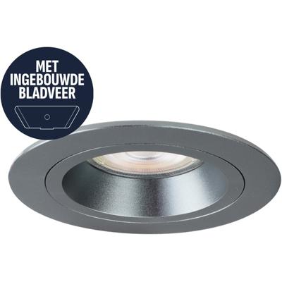 Spot Armatuur GU10 - Pragmi Motion - GU10 Inbouwspot met Bladveren - Rond - Gunmetal - Aluminium - Ø93mm