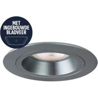 Spot Armatuur GU10 - Pragmi Motion - GU10 Inbouwspot met Bladveren - Rond - Gunmetal - Aluminium - Ø93mm