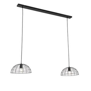 QAZQA Industriële hanglamp zwart 2-lichts - Hanze