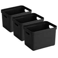 Sunware Opbergbox Sigma - 6x - kunststof - zwart - 18 liter - Opbergbakken/opbergers