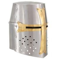 VidaXL Kruisvaardershelm middeleeuws replica larp staal zilverkleurig