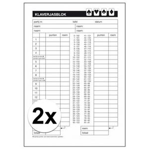 Klaverjas scoreblok - 2x - A5 - 50 vellen - klaverjassen spel