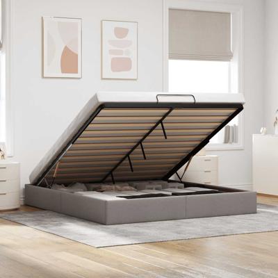 Bedframe zonder matras 200x200 cm stof taupe