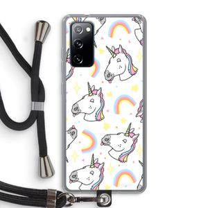 Rainbow Unicorn: Samsung Galaxy S20 FE / S20 FE 5G Transparant Hoesje met koord