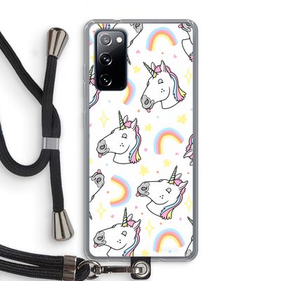 Rainbow Unicorn: Samsung Galaxy S20 FE / S20 FE 5G Transparant Hoesje met koord