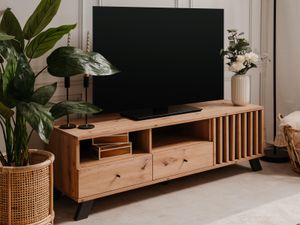 Tv-meubel MEDINA 1 deur 2 lades artisan eik/antraciet