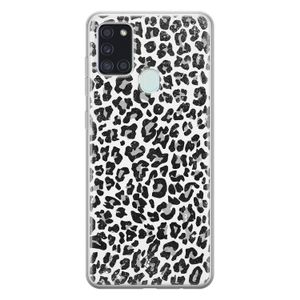 Samsung Galaxy A21s siliconen telefoonhoesje - Luipaard grijs