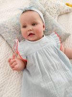 Babyjurkje met strik hoofdband hemelsblauw - thumbnail