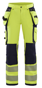 Blåkläder Dames High-Vis 4-weg stretch werkbroek 71971642 | High-Vis Geel/Marineblauw | Maat 36 - 7330509729427