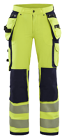 Blåkläder Dames High-Vis 4-weg stretch werkbroek 71971642 | High-Vis Geel/Marineblauw | Maat 36 - 7330509729427