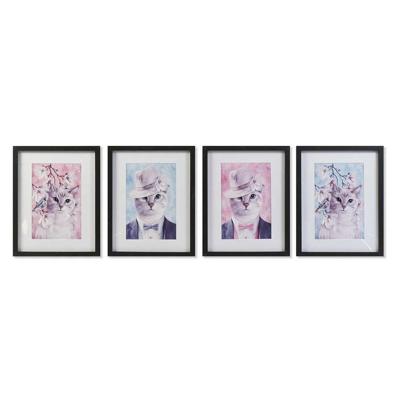 Schilderij DKD Home Decor Katten (35 x 2,5 x 45 cm) (35 x 2 x 45 cm) (4 Stuks)