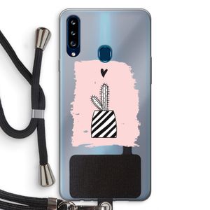 Zwart-wit cactus: Samsung Galaxy A20s Transparant Hoesje met koord