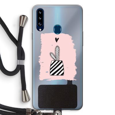 Zwart-wit cactus: Samsung Galaxy A20s Transparant Hoesje met koord